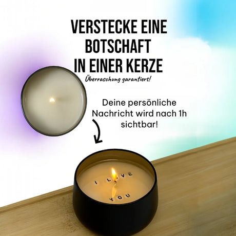 Handgemachte Custom Candle von Candle Me Crazy mit versteckter Botschaft im Wachs, 100 ml