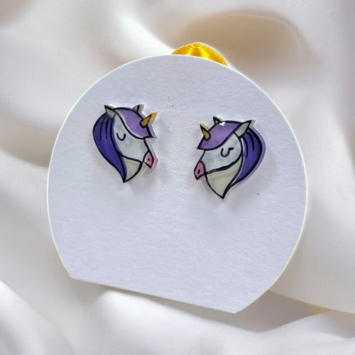 Einhorn Ohrstecker | Handbemalter Acrylglas Schmuck