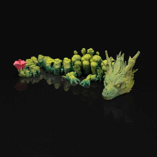 Flexo-Königsdrache Waldoptik 3D-gedruckt, 60 cm, beweglich und nachhaltig aus PLA, ideal für Sammler, Dekoration und Geschenke