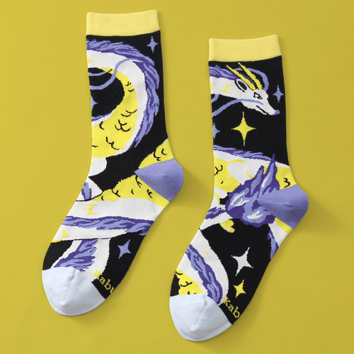 Purple Dragon | Baumwollsocken mit anmutigen Design