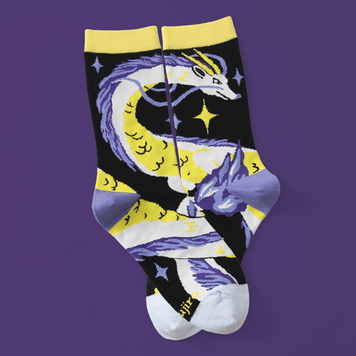 Purple Dragon | Baumwollsocken mit anmutigen Design