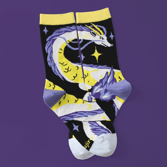 Purple Dragon | Baumwollsocken mit anmutigen Design