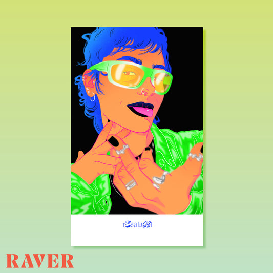 Resalami Postkarten – Lebendige Farben, FLINTA und queere Inhalte, signiert, auf hochwertigem Art-Matt-Papier. Kunst aus Wien, Format 11 cm x 17,5 cm. Dreizack Wien.