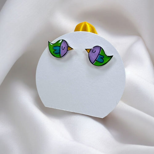 Vögelchen Ohrstecker | Handbemalter Acrylglas Schmuck