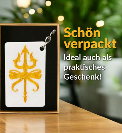 Krkaftpapier Verpackung mit Keynect-Schlüsselanhänger im Schaumstoff-Inlay – hochwertig, als Geschenk verpackt.
