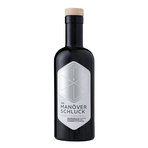 JJs Manöverschluck Expeditionsreise I – Limited Edition Rum-Bourbon-Mix, rote Flasche mit maritimem Design, 500 ml bei Dreizack Wien