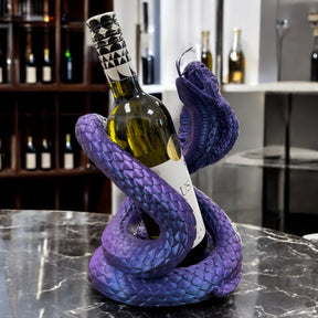 Flaschenhalter „Hebi-Doshi“: 3D-Druck Kobra, 27 cm hoch, 20 cm breit, passend für Wein, Whiskey, Rum und mehr. Nachhaltig aus PLA, Wunschfarbe oder handbemalt, produziert in Wien.