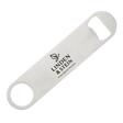 Edelstahl-Flaschenöffner mit Gravur – personalisierbar mit Namen oder Logo, 18×4 cm, mit Schlüsselring, graviert in Wien bei Dreizack