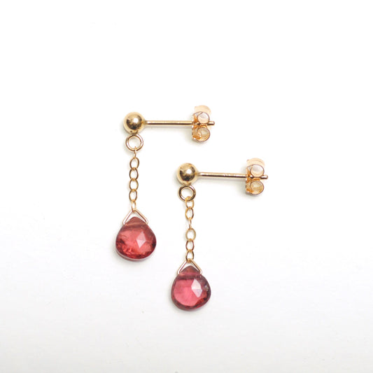 Ohrstecker Tropfen Granat | Edelsteine & 14K Solidvergoldung Schmuck Necklessary oesterreich handgemachte geschenke in wien