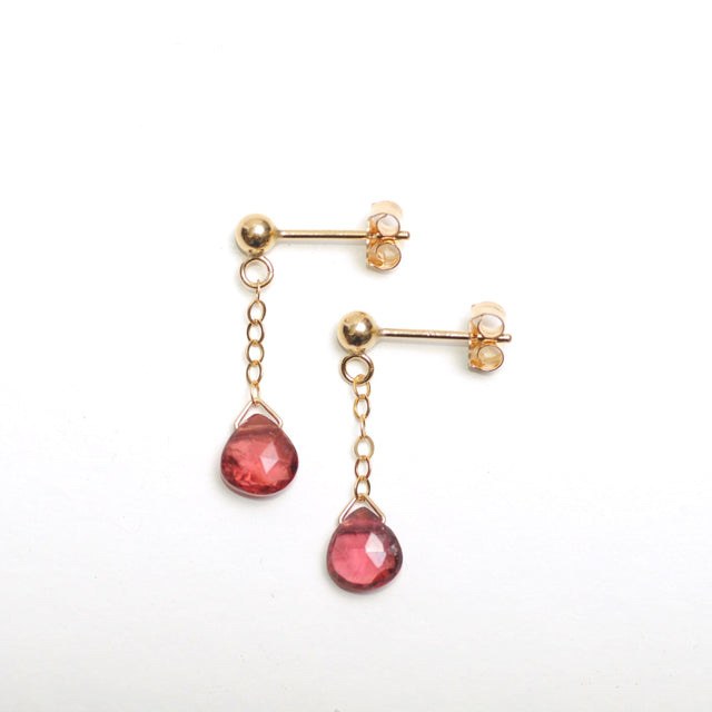 Ohrstecker Tropfen Granat | Edelsteine & 14K Solidvergoldung Schmuck Necklessary oesterreich handgemachte geschenke in wien