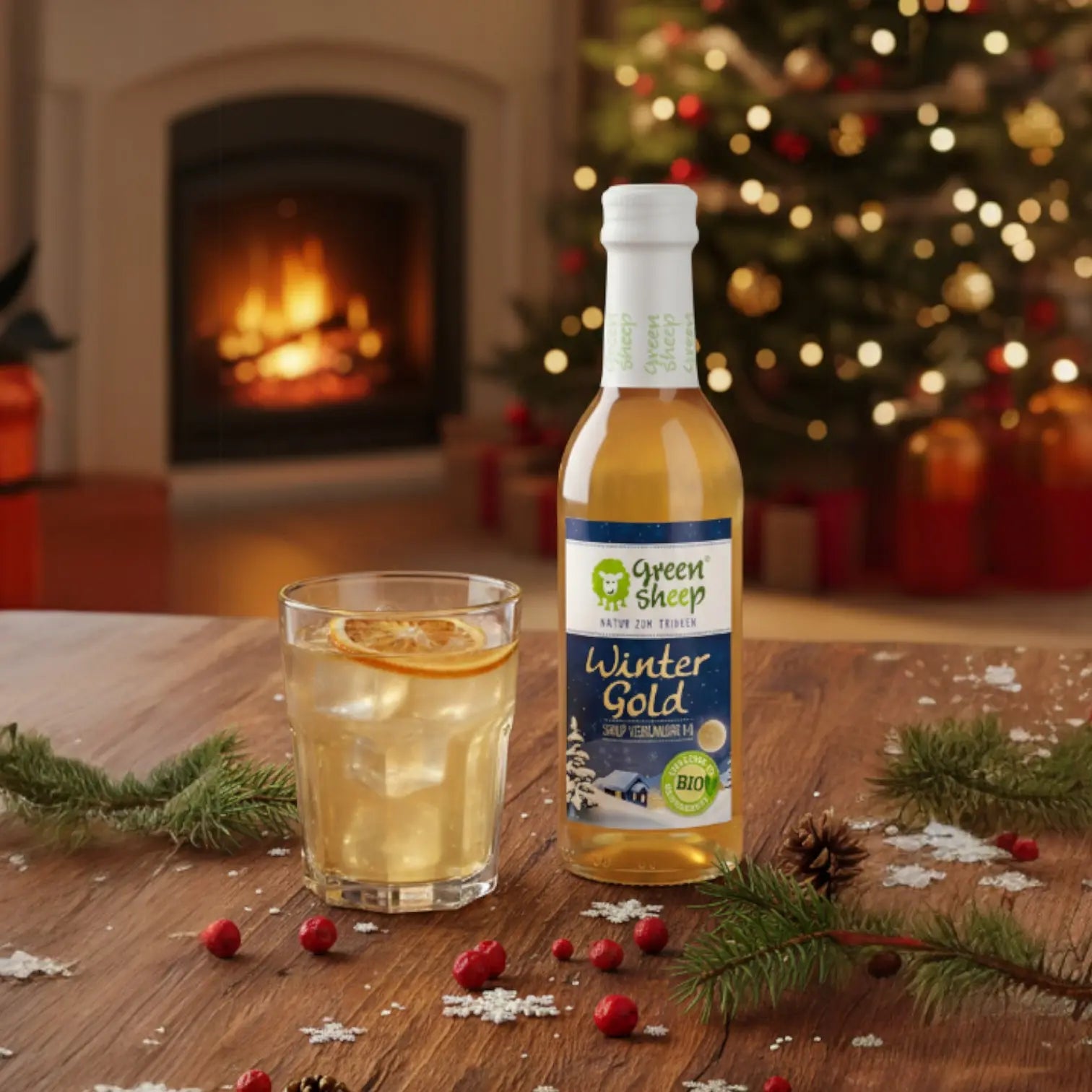 Winter Gold Sirup 250 ml – Bio-Quittensirup mit Zimt & Nelken, handgemacht von Green Sheep, winterlicher Bio-Sirup aus Niederösterreich