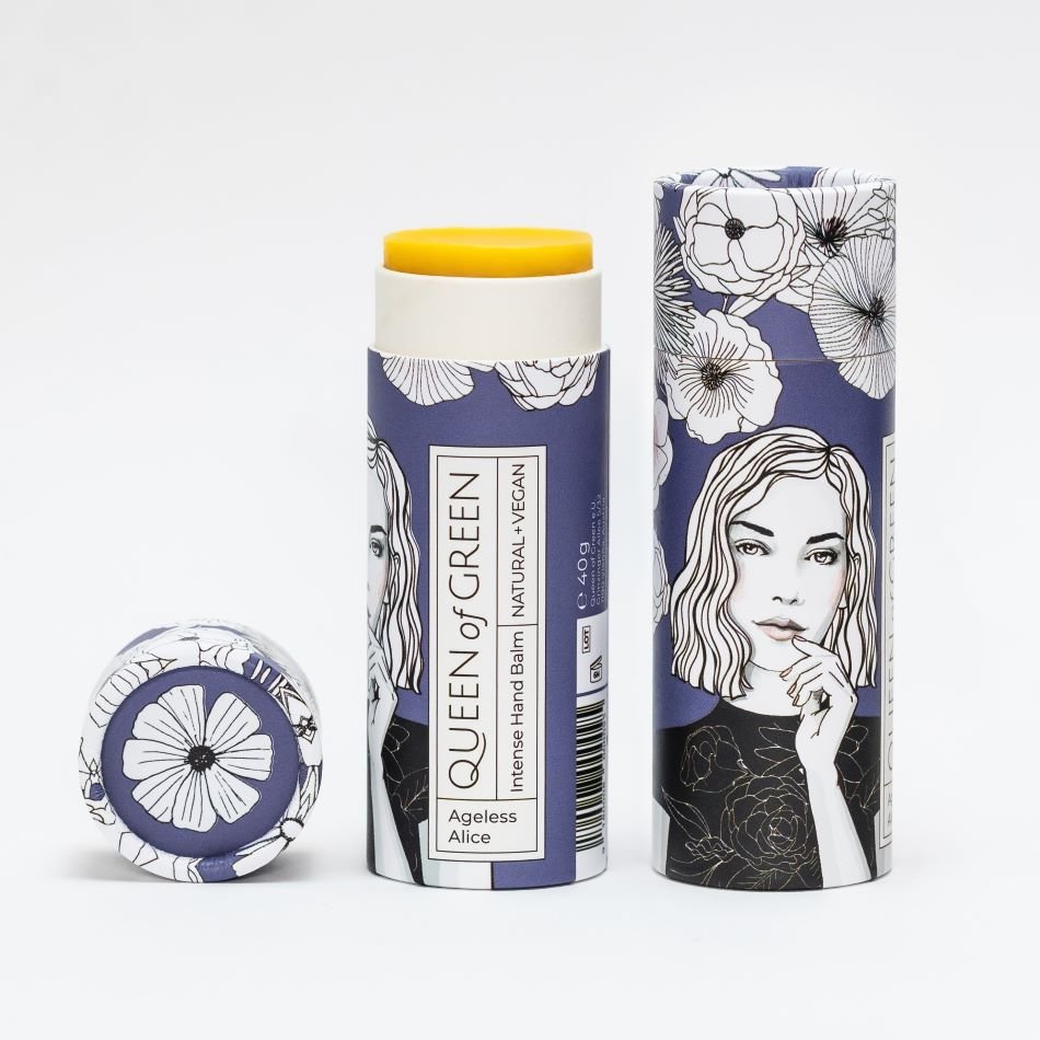 Ageless Alice Handbalsam-Stick von Queen of Green – vegane Handpflege mit Ringelblume, Hyaluronsäure & plastikfreier FSC-Verpackung