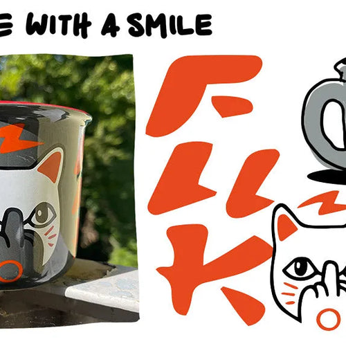 Freche Keramiktasse „F You Neko“ von Heldbergs Games mit Lucky Cat Mittelfinger-Motiv
