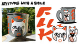 Freche Keramiktasse „F You Neko“ von Heldbergs Games mit Lucky Cat Mittelfinger-Motiv