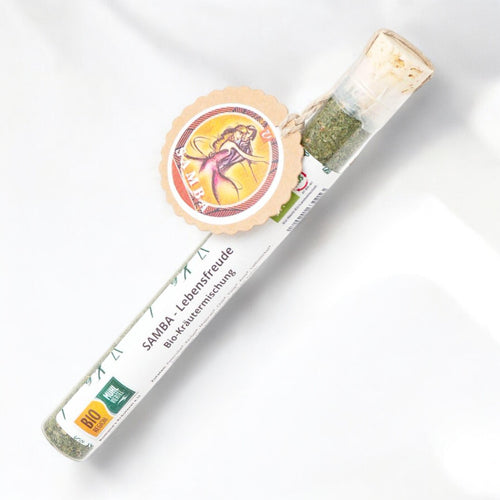 SAMBA - Lebensfreude Bio-Kräutermischung – Aromatische Mischung aus verschiedenen biologischen Kräutern, ideal für mediterrane Gerichte, Suppen und Saucen. Hergestellt in Österreich, 10 g Verpackung.