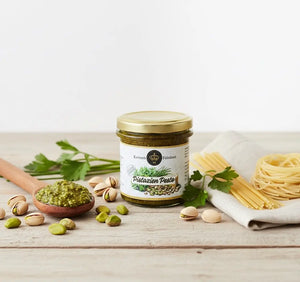 Pistazien Pesto – handgemachtes Pesto aus gerösteten Pistazien & Cashews, 130 g Glas, hergestellt im Burgenland von Kronenfeinkost