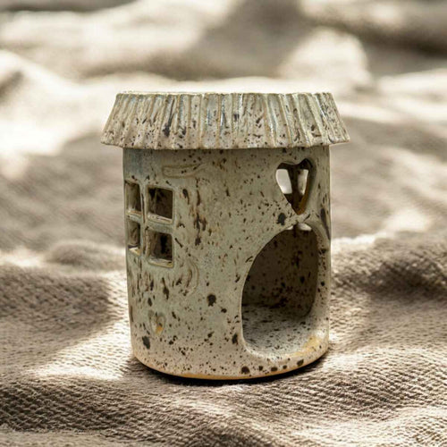 Dufthäuschen / Duftlampe für Teelichter - gesprenkelt erdige Töne | Handgefertigte Keramikkunst aus Wien
