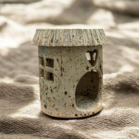 Dufthäuschen / Duftlampe für Teelichter - gesprenkelt erdige Töne | Handgefertigte Keramikkunst aus Wien