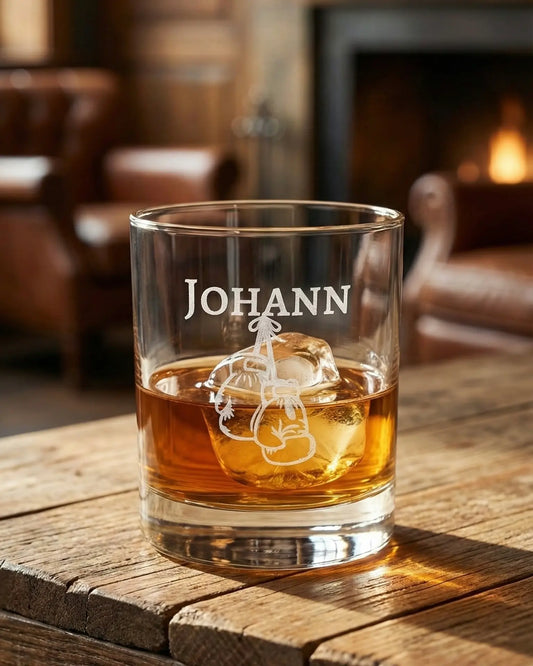 Whiskey Glas mit Gravur – personalisierter Kristall Tumbler 320 ml, spülmaschinenfest, Geschenkidee für Männer, Jubiläen, Hochzeiten & Firmenpräsente aus Wien
