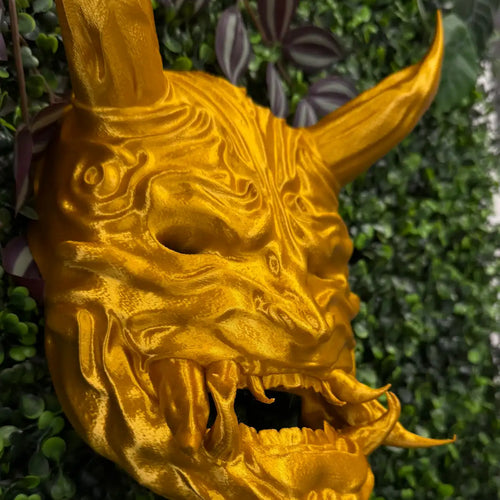 Japanische Oni Maske 3D-Druck, Farbe personalisierbar, handgefertigte Wanddeko von Dreizack Wien, dekoratives Cosplay-Accessoire, PLA, nicht tragbar.