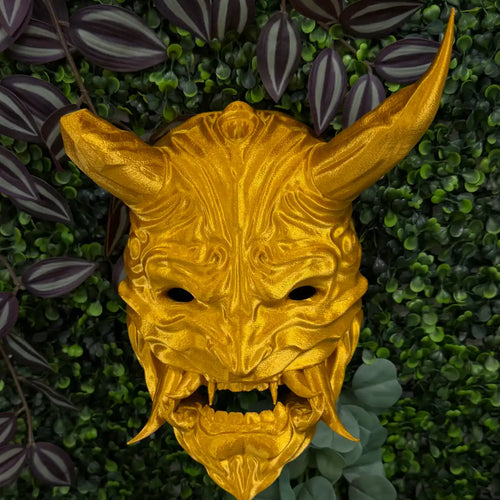 Japanische Oni Maske 3D-Druck, Farbe personalisierbar, handgefertigte Wanddeko von Dreizack Wien, dekoratives Cosplay-Accessoire, PLA, nicht tragbar.
