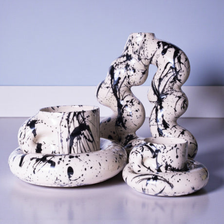 Künstlerische Splatter-Vase im Bubbly-Design – doppelt glasiert, handgefertigt