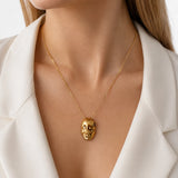 Keramik Puppenkopf Halskette mit  18k Goldglasur.