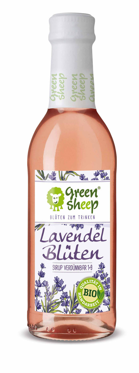 Lavendelblüten Sirup 250 ml – Bio-Blütensirup mit Lavendel & Rosen, handgemacht von Green Sheep, blumiger Sirup aus Niederösterreich