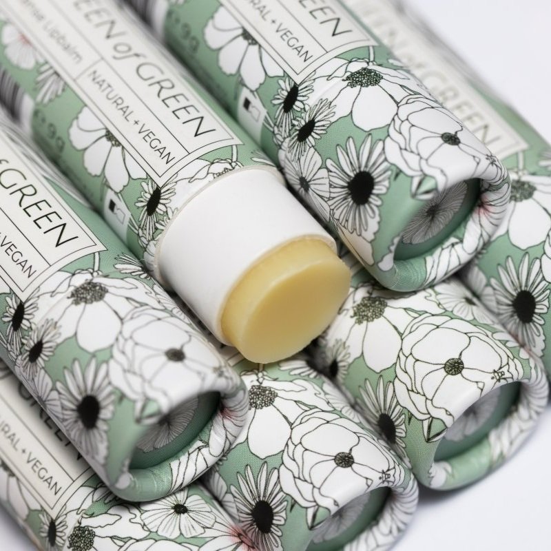 Caring Caroline Lippenpflege von Queen of Green – veganer Lipbalm im kompostierbaren Kartonstick mit Ringelblume & Macadamia