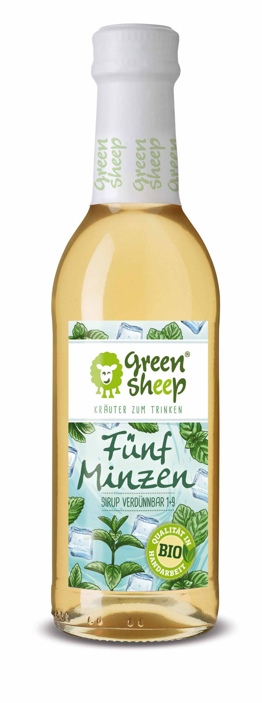 Fünf Minzen Sirup 250 ml – Bio-Kräutersirup mit Pfefferminze, Apfelminze & Zitronenmelisse, handgemacht von Green Sheep, erfrischender Sirup aus Niederösterreich