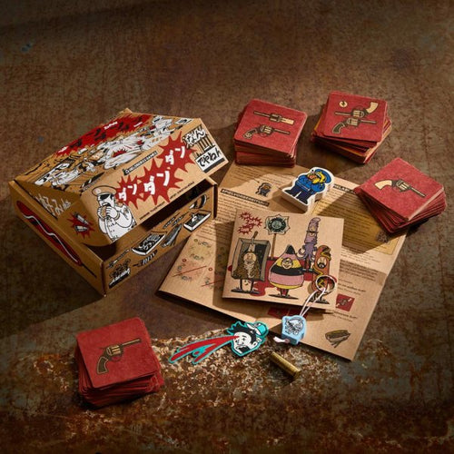 Massivholz-Bullerist und Kraftpapierkarten – DAN DAN DAN Spielmaterial