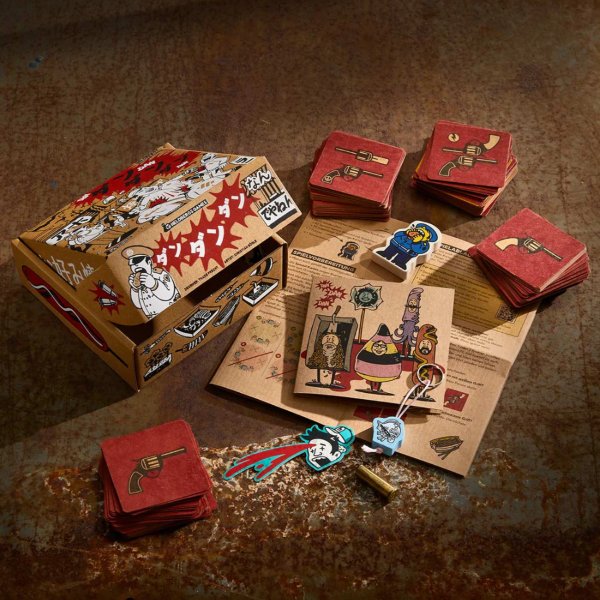 Massivholz-Bullerist und Kraftpapierkarten – DAN DAN DAN Spielmaterial