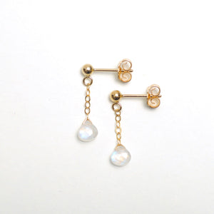 Ohrstecker Tropfen Mondstein | Edelsteine & 14K Solidvergoldung Schmuck Necklessary oesterreich handgemachte geschenke in wien