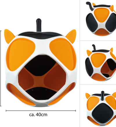 PetPod Katzenhaus von Dreizack in mehreren Ansichten mit Maßangabe 40×40 cm – modernes, modulares Katzenmöbel individuell gestaltbar