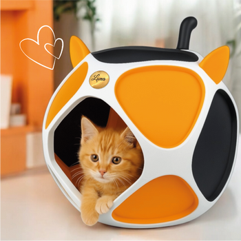 Personalisierter PetPod in Wunschfarben – echte Anwendung im Alltag mit Katze, handgefertigt in Wien