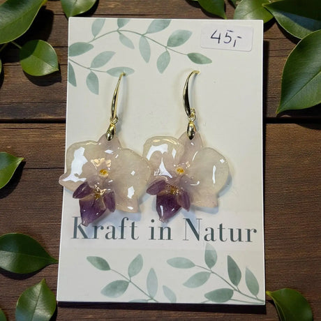 Orchideen Ohrringe, Blumenschmuck Wien, Kraft in Natur Schmuck