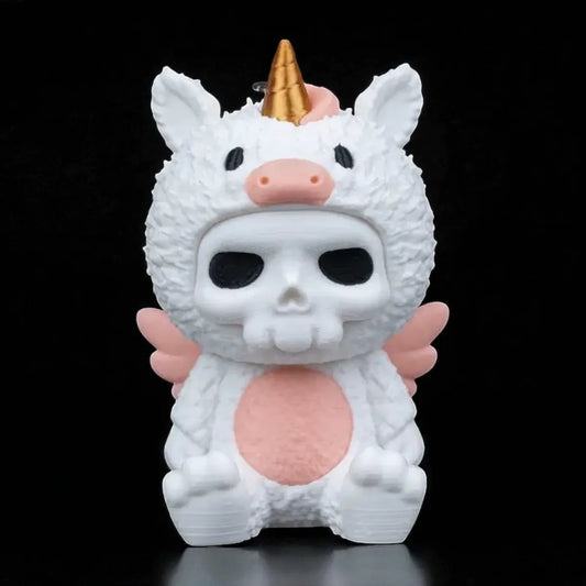 Skullies Figur Einhorn – Uniboo als Schlüsselanhänger oder Deko, skelettiertes Einhorn-Design in Wunschfarbe