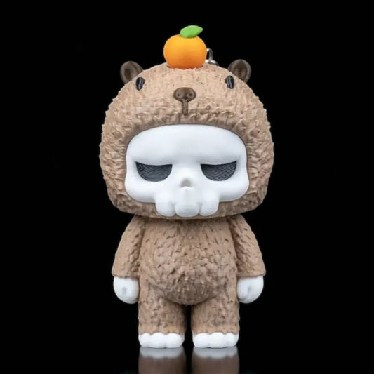 Boneybara Skullies Figur – Capybara Schlüsselanhänger mit Totenkopf-Design & Möhre, individualisierbar als Deko oder Collectible