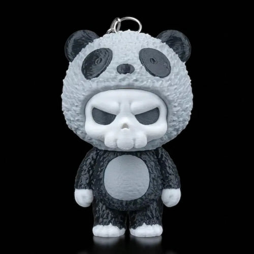 Grumpanda Skullies Figur – Panda Schlüsselanhänger im Grumpy Style, süßes Kostüm, personalisierbar, Deko & Geschenk