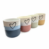 Bunter Becher von Sabrinart Design – Steinzeug mit personalisierter Lasergravur, 20cl, handmade aus dem Weinviertel