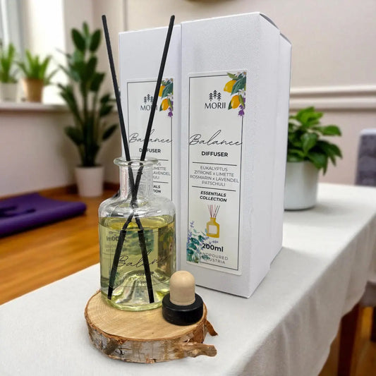 Morii BALANCE Diffuser 200ml – Raumduft mit ätherischen Ölen, vegane Basis, Handmade in Austria