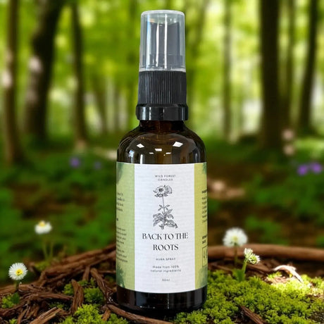 Aura Spray Back to the Roots von Wild Forest Candles – Naturreine Duftmischung mit Cistrose, Weihrauch und Zypresse