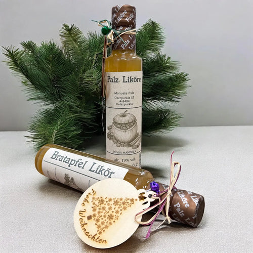 Bratapfel Likör 0,2 l – klarer Weihnachtslikör mit Apfel, Zimt & Mandeln, handgemacht von Palz Liköre, Geschenkidee aus Wien