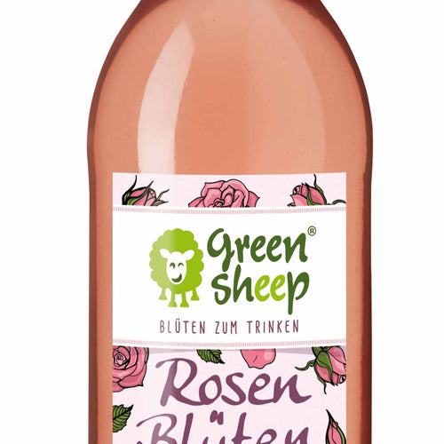 Rosenblüten Sirup 250 ml – Bio-Blütensirup aus Damaszener Rosen, handgemacht von Green Sheep, blumiger Sirup aus Niederösterreich