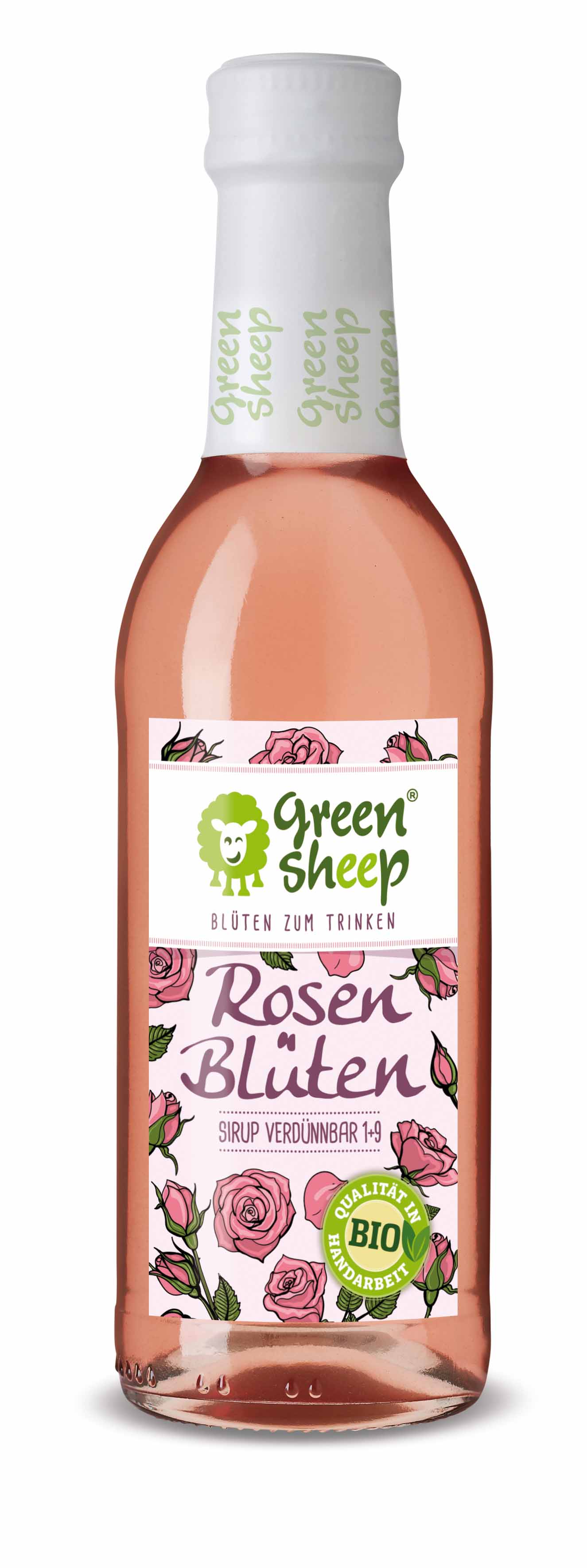 Rosenblüten Sirup 250 ml – Bio-Blütensirup aus Damaszener Rosen, handgemacht von Green Sheep, blumiger Sirup aus Niederösterreich