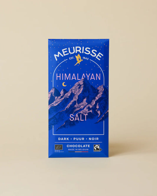 Meurisse Bio-Zartbitterschokolade 73 % mit rosafarbenem Himalayasalz – belgische Premium-Schokolade, vegan & Fairtrade