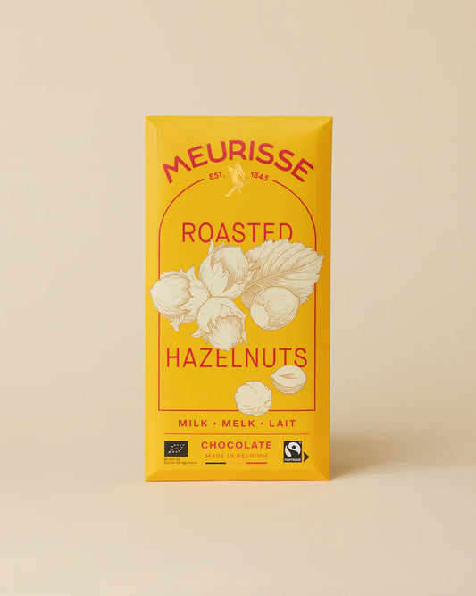 Meurisse Bio-Vollmilchschokolade mit 39 % Kakao & gerösteten Haselnüssen – belgische Premiumschokolade, Fairtrade & plastikfrei