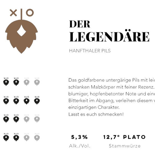 Das Legendäre Hanfthaler Pils von Hopfius: ein goldfarbenes, untergäriges Pils mit schlankem Malzkörper, blumigem Duft und fein ausbalancierter Bitterkeit. Perfekter Craft-Bier-Genuss aus Österreich.