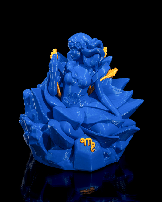 Virgo-Figur (Jungfrau) aus 3D-Druck, modern und minimalistisch, mit Sternbild auf der Unterseite. Nachhaltig aus PLA (Maisstärke), in zwei Größen und Farbvarianten. Perfekt für Jungfrau-Geborene (23. August – 22. September).