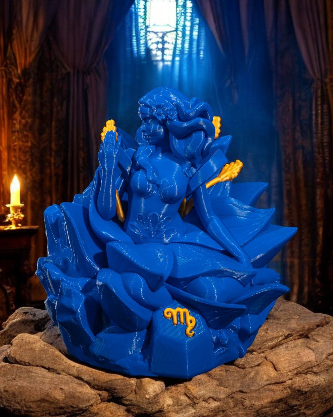 Virgo-Figur (Jungfrau) aus 3D-Druck, modern und minimalistisch, mit Sternbild auf der Unterseite. Nachhaltig aus PLA (Maisstärke), in zwei Größen und Farbvarianten. Perfekt für Jungfrau-Geborene (23. August – 22. September).